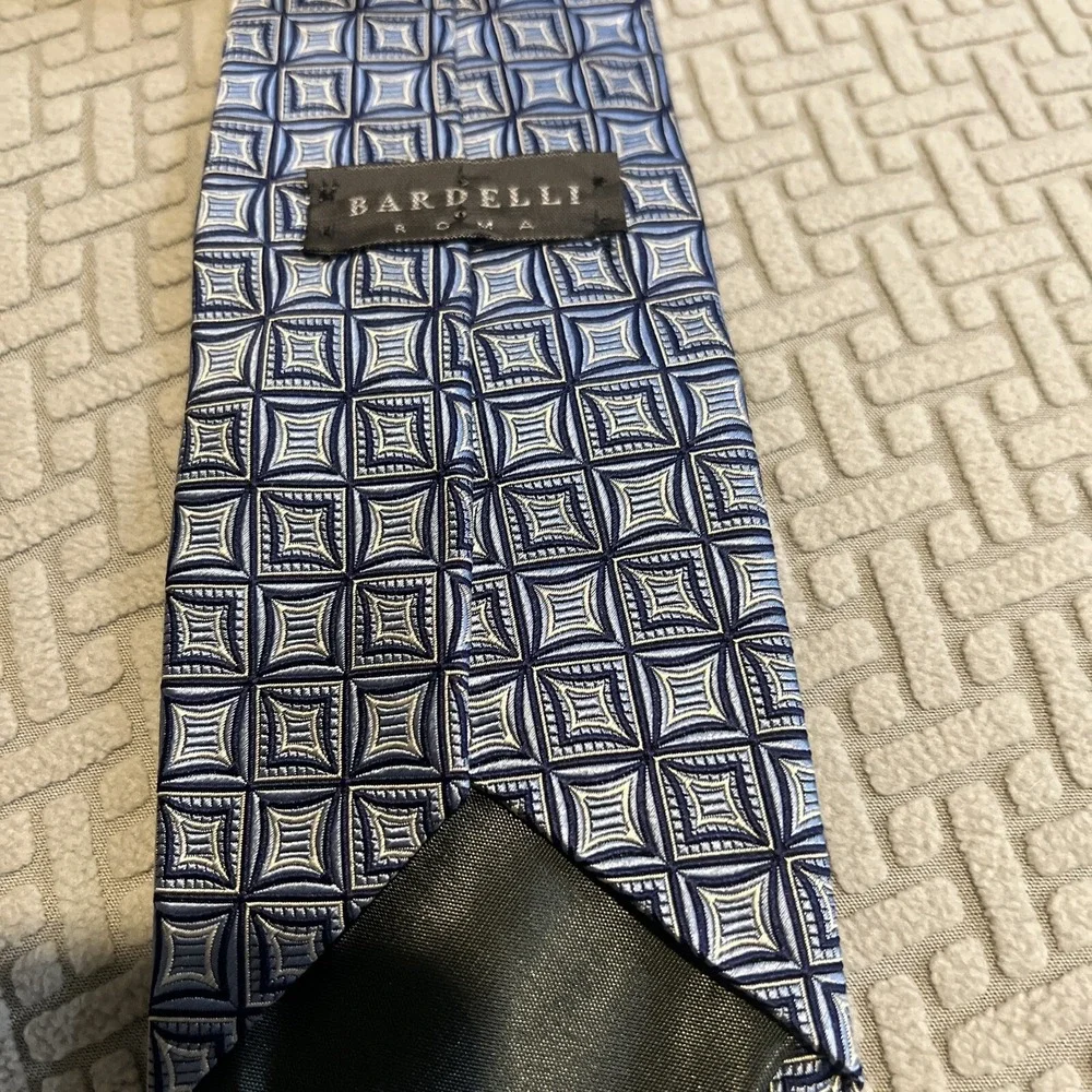BARDELLI ROMA Necktie SILVER/BLUE 100% Silk 60
